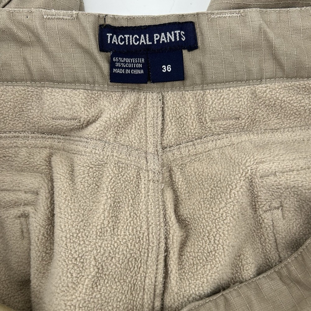 Tactical Cargo Pants Mens 36x31 Khaki Fleece Lined Outdoor Utility - Picture 7 of 13